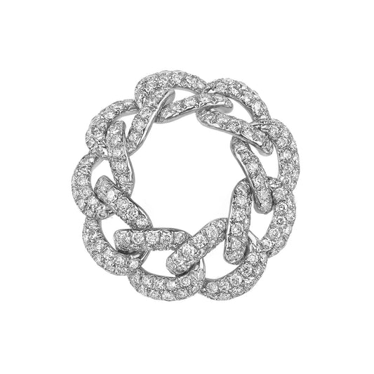 Essential Pave Link Ring - White Gold - Main Img