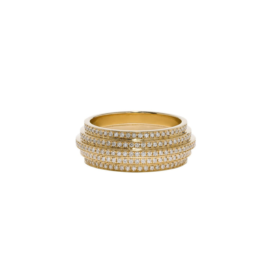 Azlee Pave Diamond 5-Tier Staircase Ring - Rings