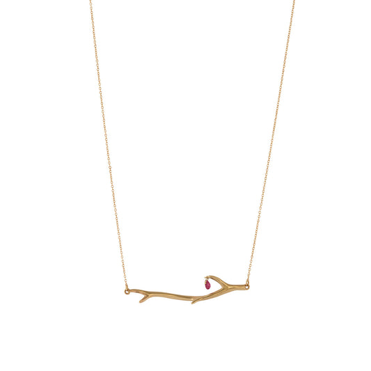 Ruby Thorn Branch Pendant Necklace - Main Img