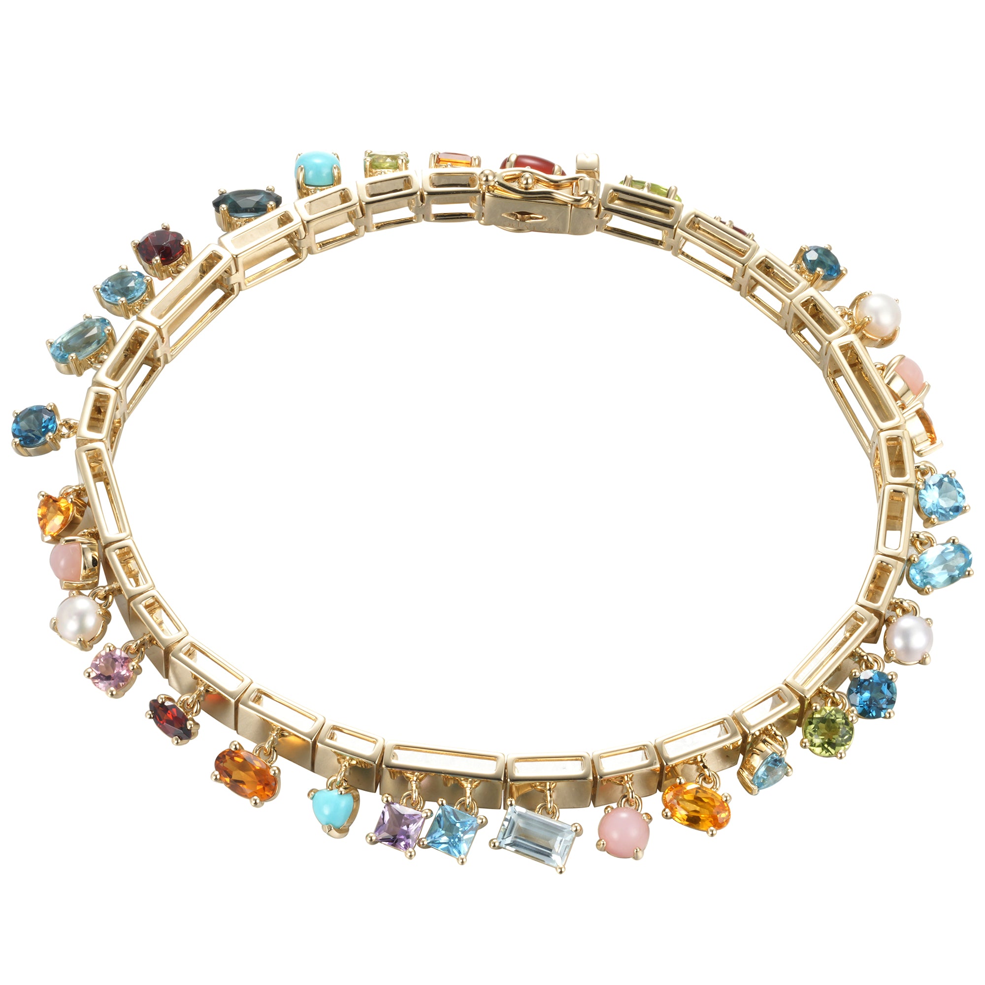 Type - Multicolored Gemstone Leggo Fringe Bracelet