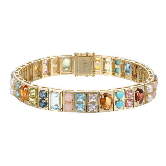Multicolored Gemstone Double Row Bracelet - Main Img