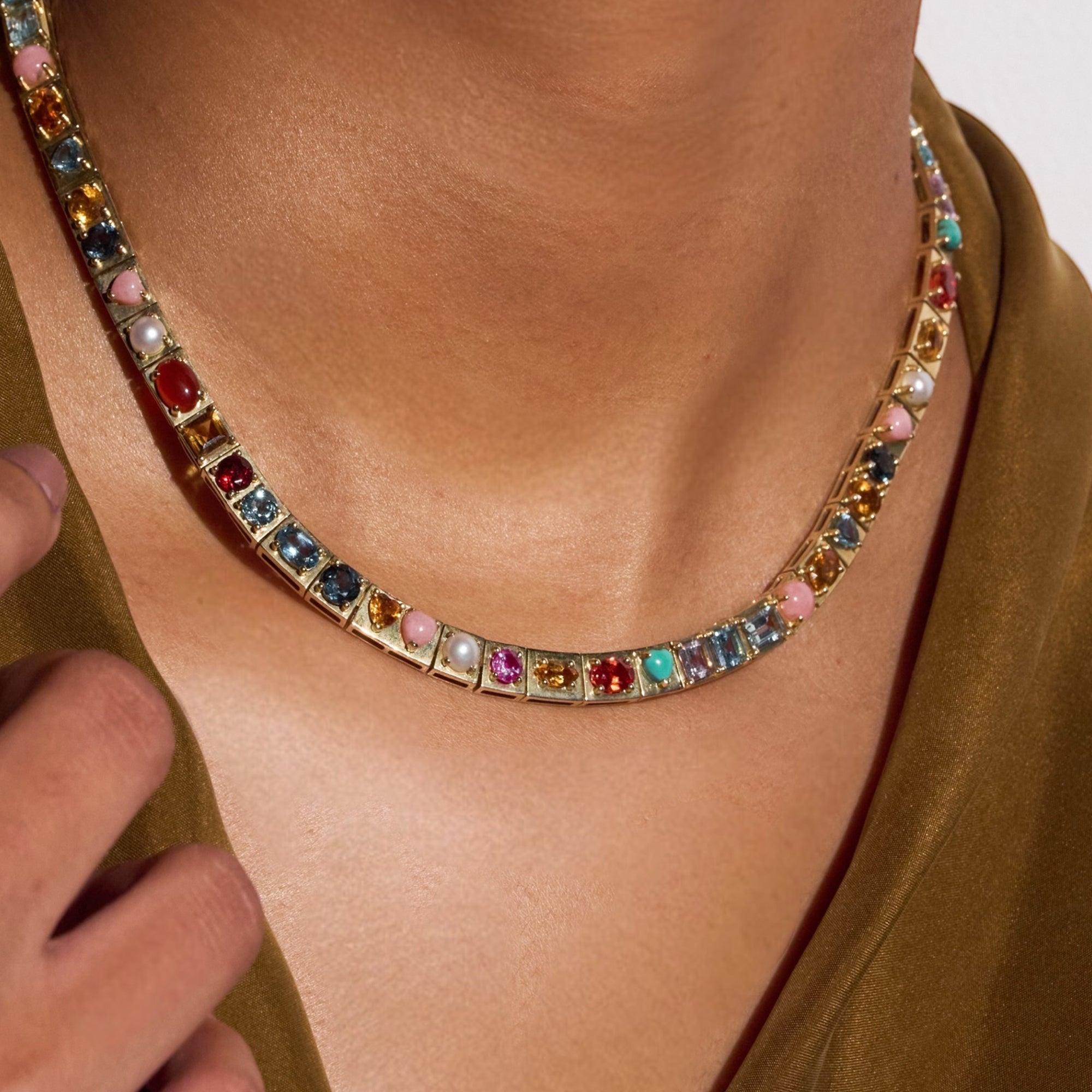Multicolored Gemstones Leggo Necklace