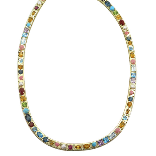 Multicolored Gemstones Leggo Necklace - Main Img