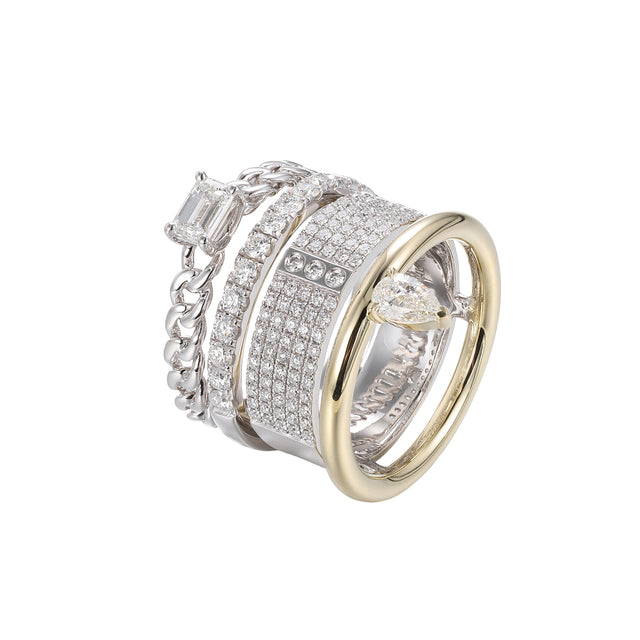 Diamond Type Stack Mix Metal Ring