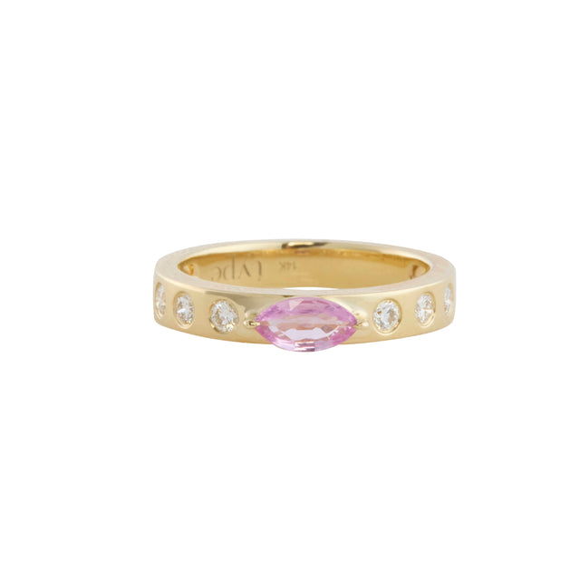 Diamond and Pink Sapphire Leggo Birthstone Ring
