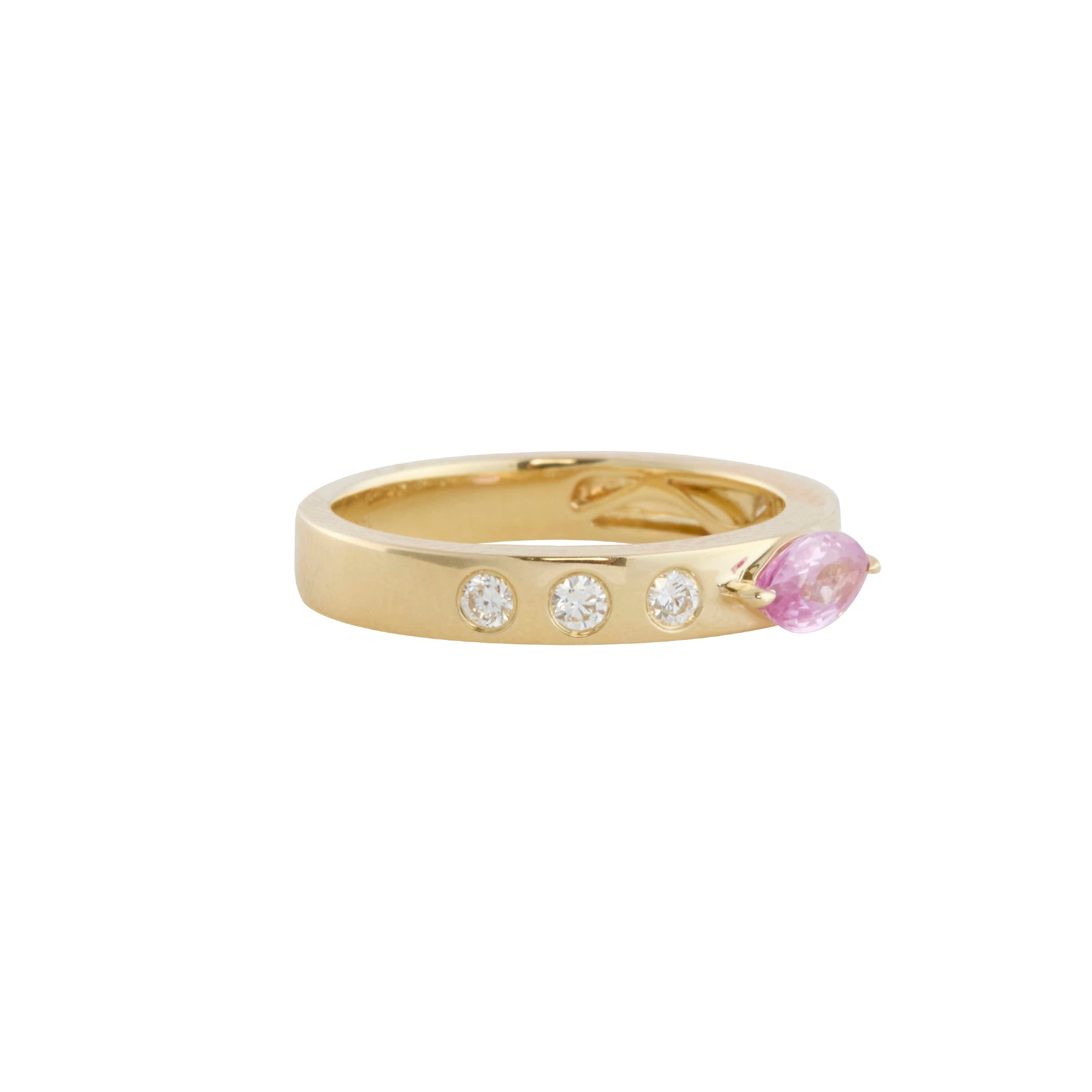 Diamond and Pink Sapphire Leggo Birthstone Ring