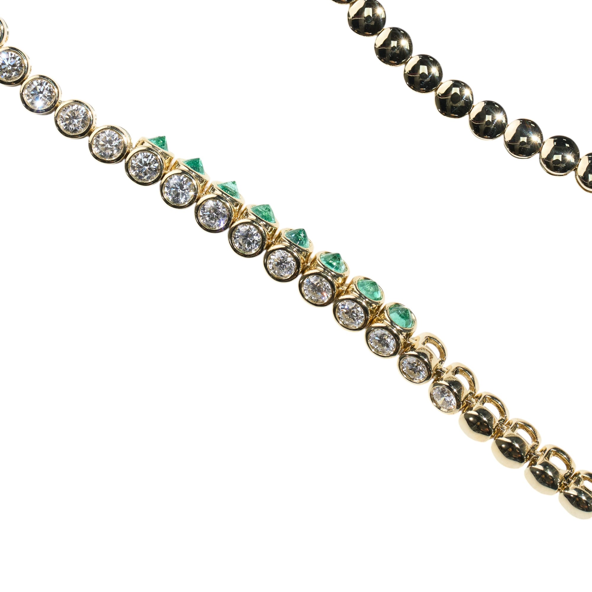 Diamond and Emerald Tubbo Sideway Tennis Necklace