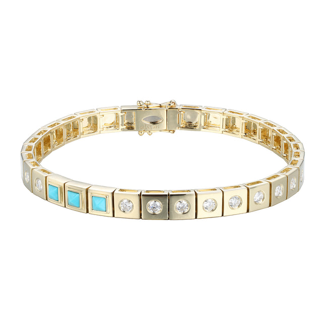 Type - Diamond and Turquoise Leggo ID Tennis Bracelet