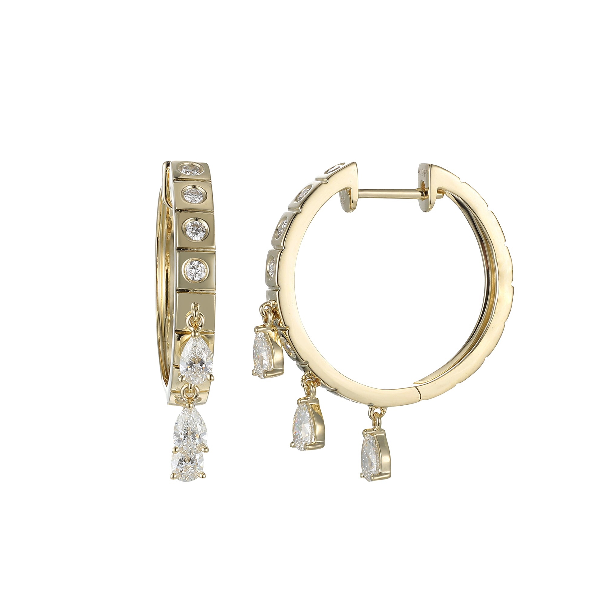 Type - Diamond Small Fringe Leggo Huggie Earrings
