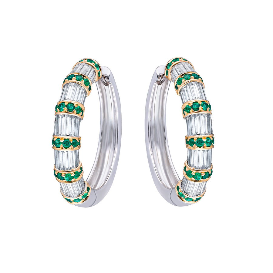 Moksh Medium Nuur Hoop Earrings - Emerald , front view