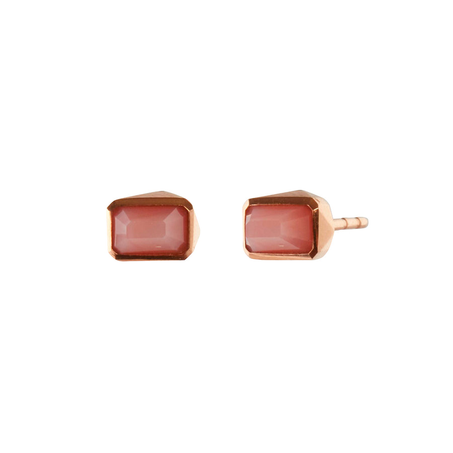 Maqé Pink Opal Stud Earrings front and side view
