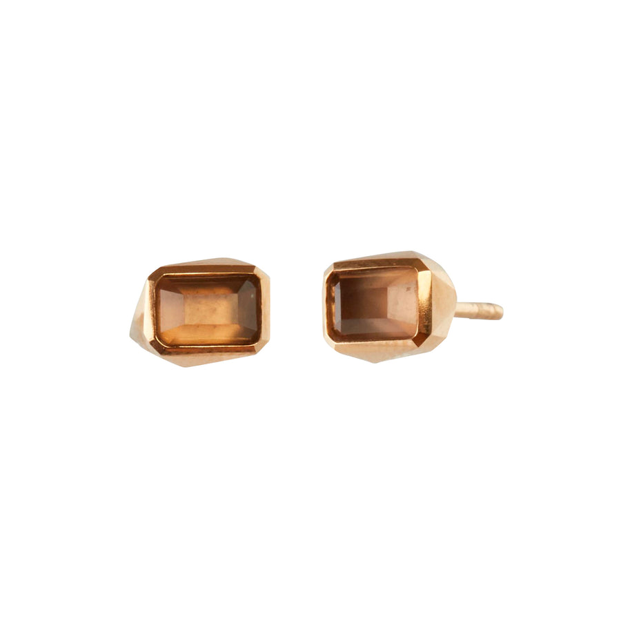 Maqé Smoky Quartz Stud Earrings front and side view