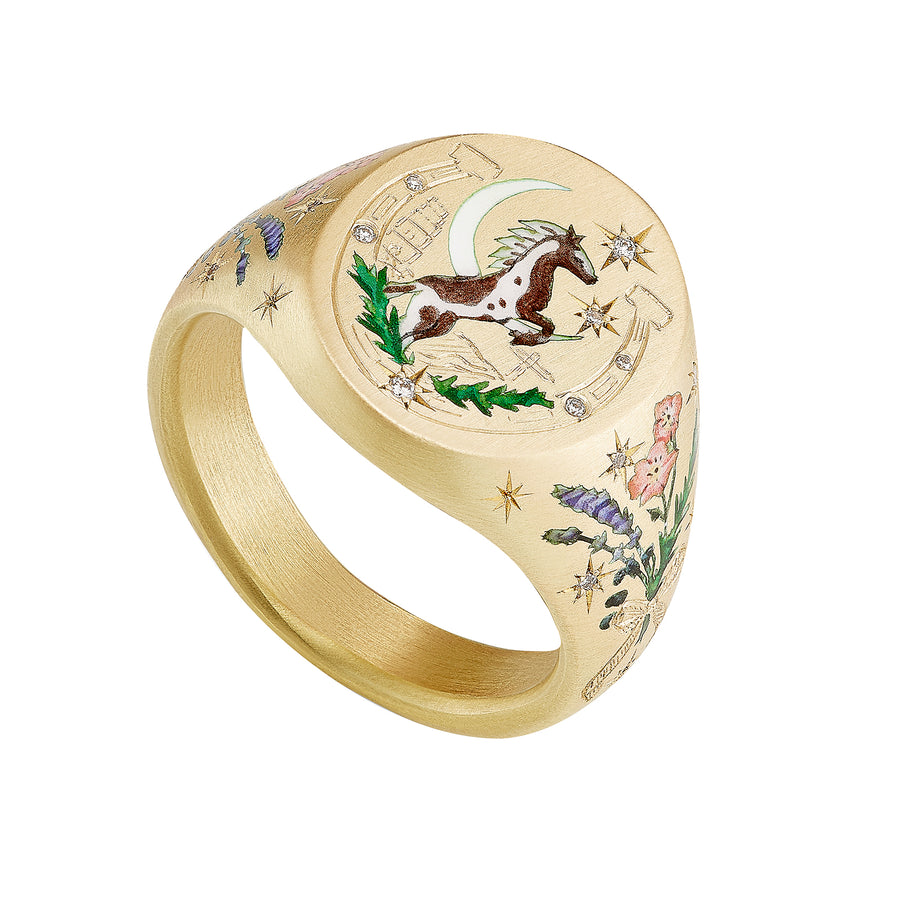 Diamond Traveller's Tale Ring with Champlevé Enamel