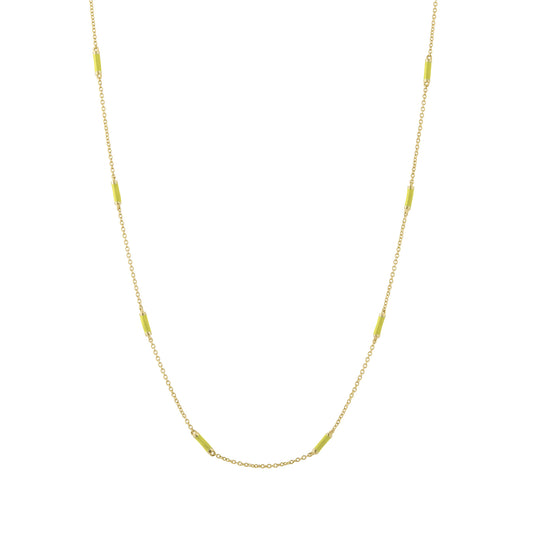 18" Neon Yellow Bar Chain Necklace - Main Img