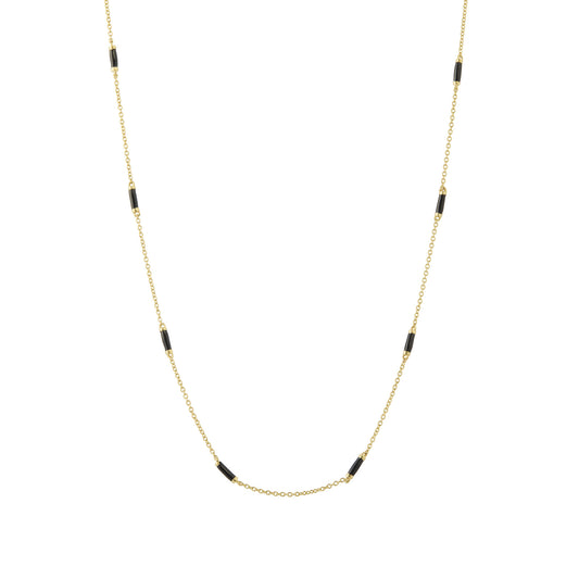 16" Onyx Bar Chain Necklace - Main Img