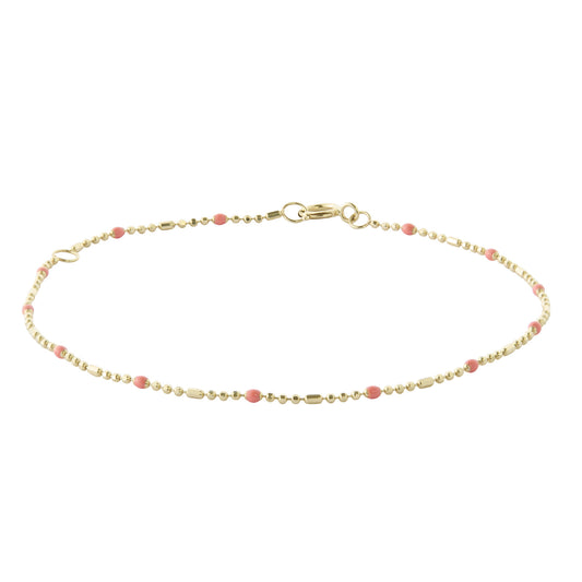 Coral Dot Ball Chain Bracelet - Main Img