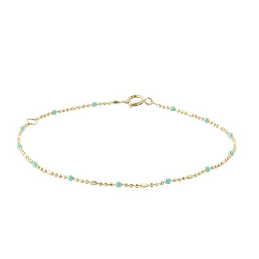 Turquoise Dot Ball Chain Bracelet - Main Img