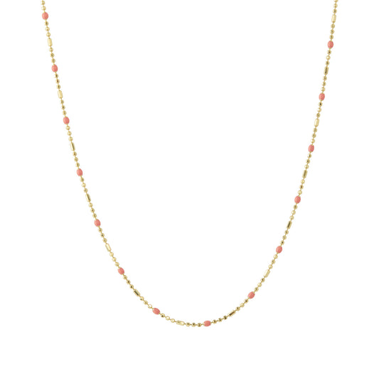 16" Coral Dot Ball Chain Necklace - Main Img