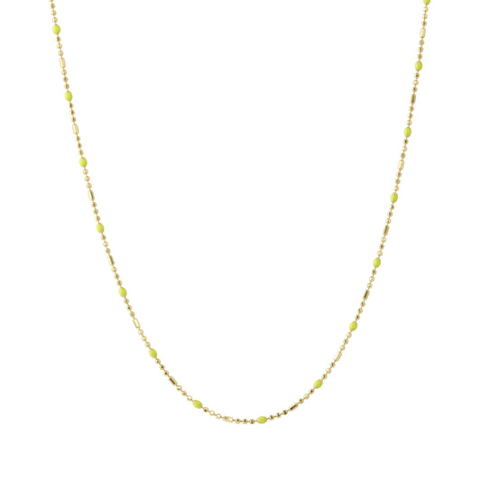 18" Neon Yellow Dot Ball Chain Necklace - Main Img