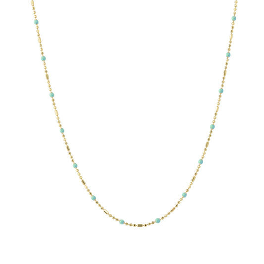 16" Turquoise Dot Ball Chain Necklace - Main Img