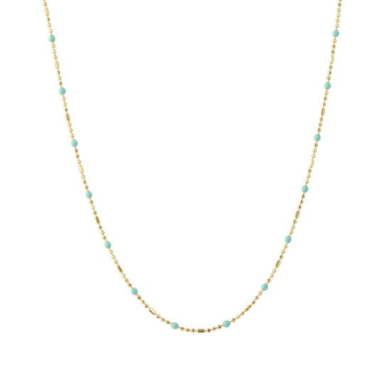 18" Turquoise Dot Ball Chain Necklace - Main Img