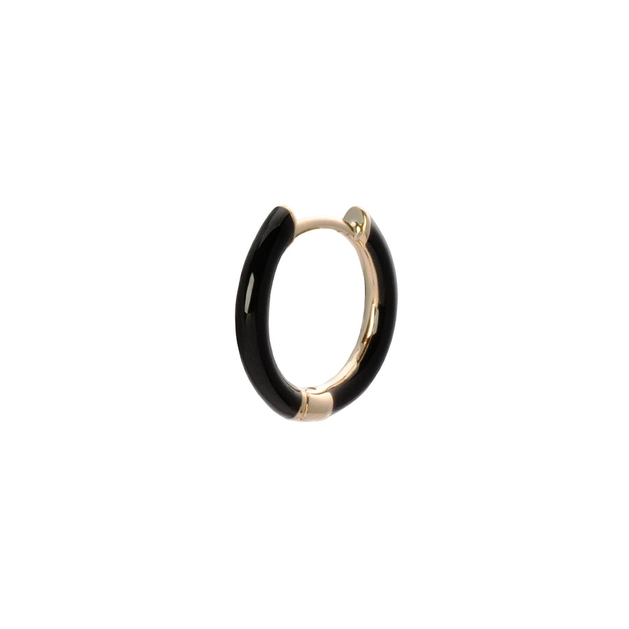 Trouver Enamel Huggie 8mm - Black - Earrings - Broken English Jewelry