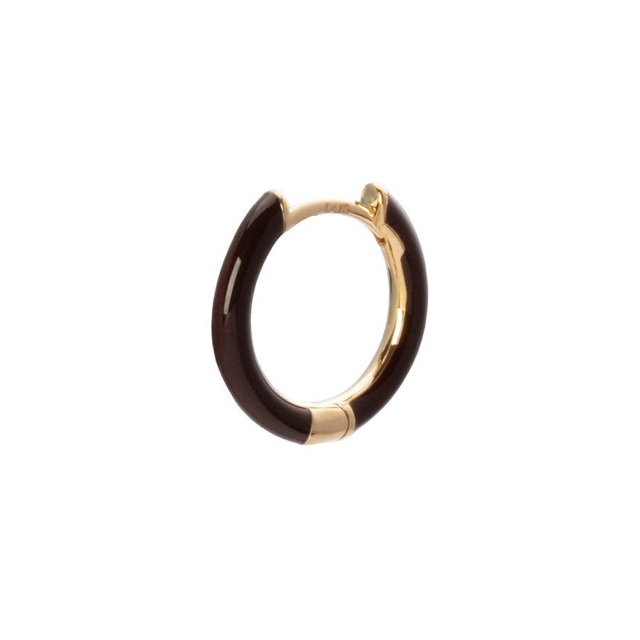 Trouver Enamel Huggie 9.5mm - Chocolate - Earrings - Broken English Jewelry