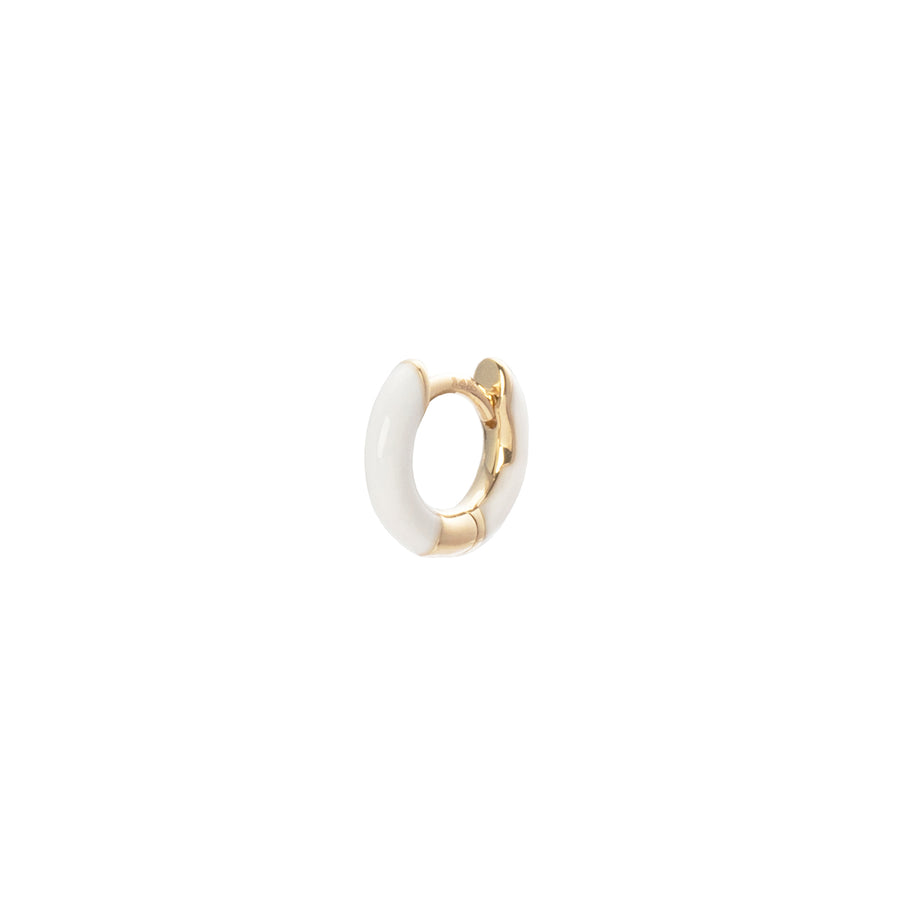 Trouver Enamel Huggie 5mm - White - Earrings - Broken English Jewelry