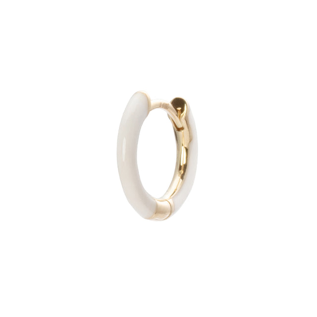 Trouver Enamel Huggie 9.5mm - White - Earrings - Broken English Jewelry