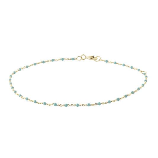 Turquoise Tiny Dot Chain Bracelet - Main Img