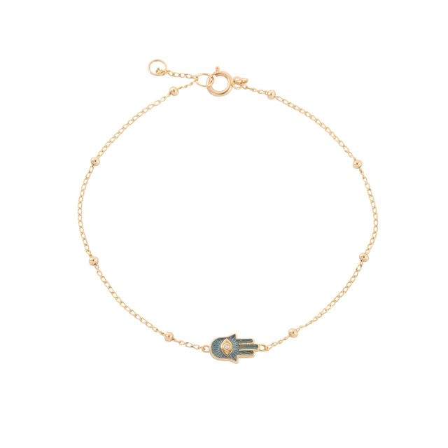 Steel Blue Hamsa Bracelet