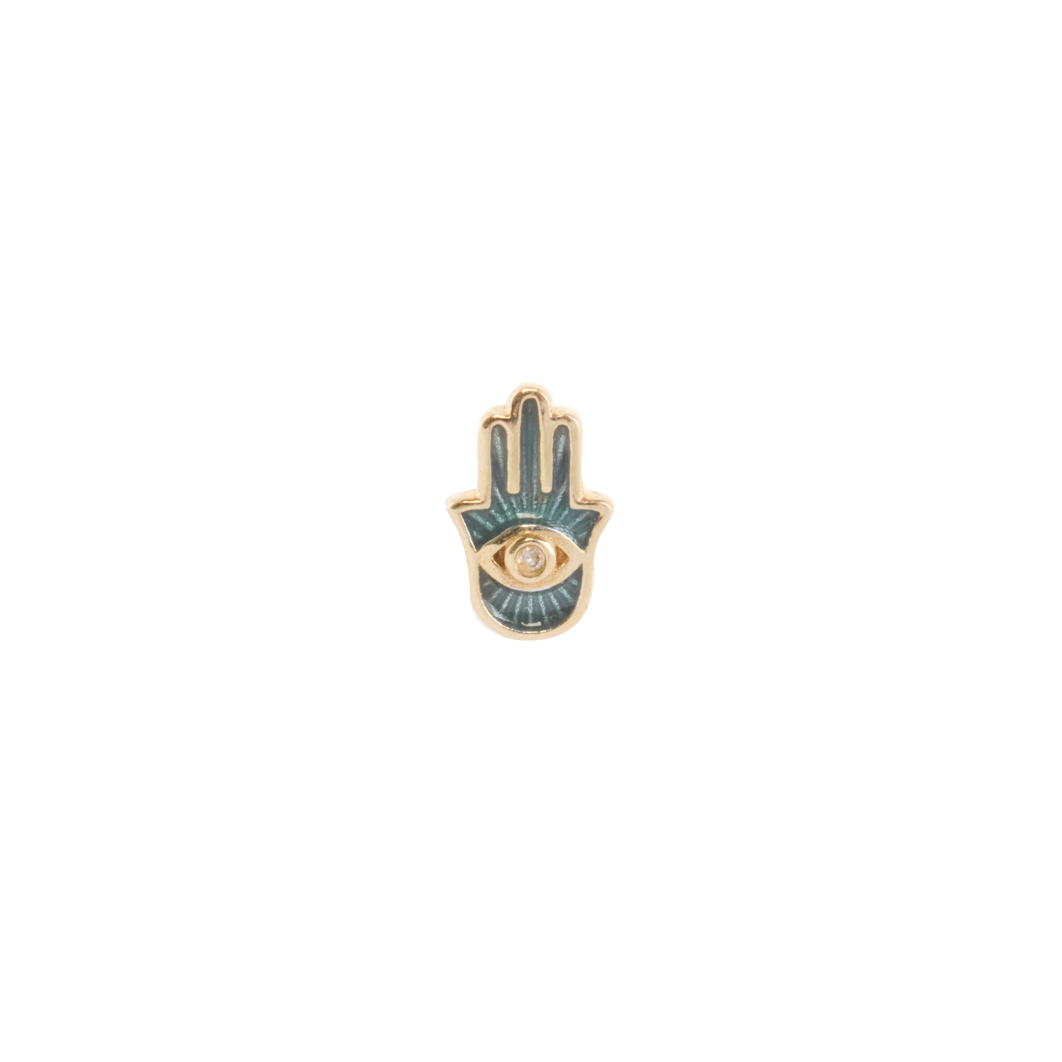 Steel Blue Hamsa Stud Earring