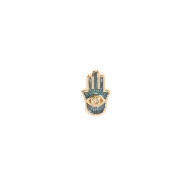 Steel Blue Hamsa Stud Earring