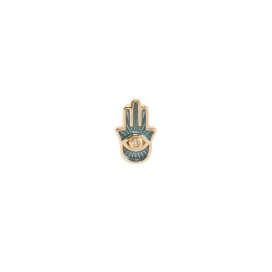 Steel Blue Hamsa Stud Earring - Main Img