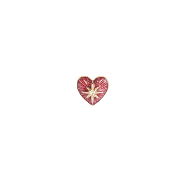Ruby Heart Stud Earring