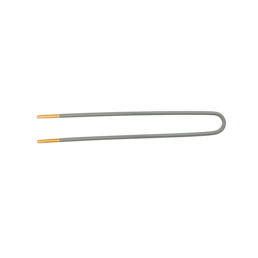 Trouver Gray Enamel Gold Plated Hair Pin - Accessories - Broken English Jewelry top view