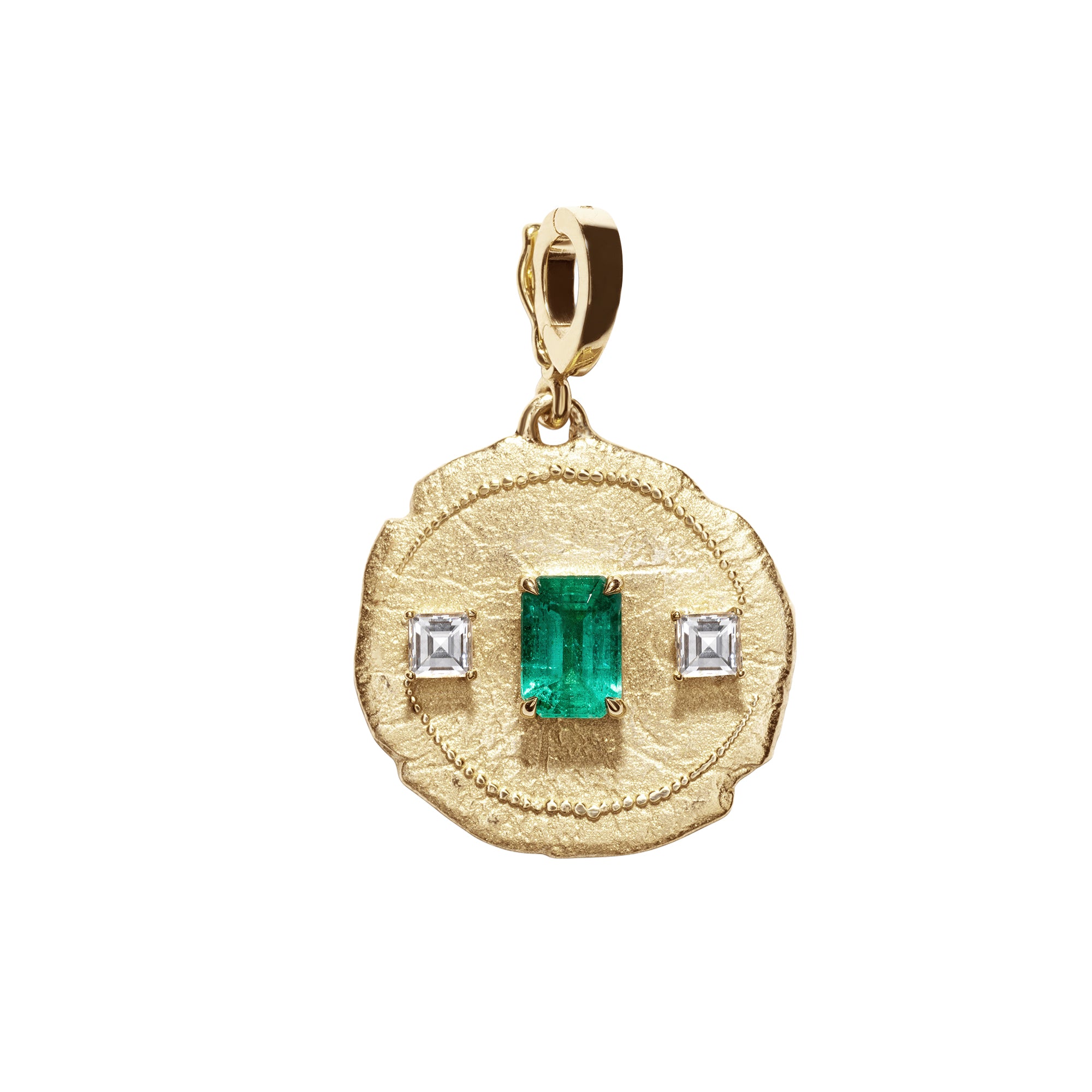 Emerald and Diamond Trio Coin Charm