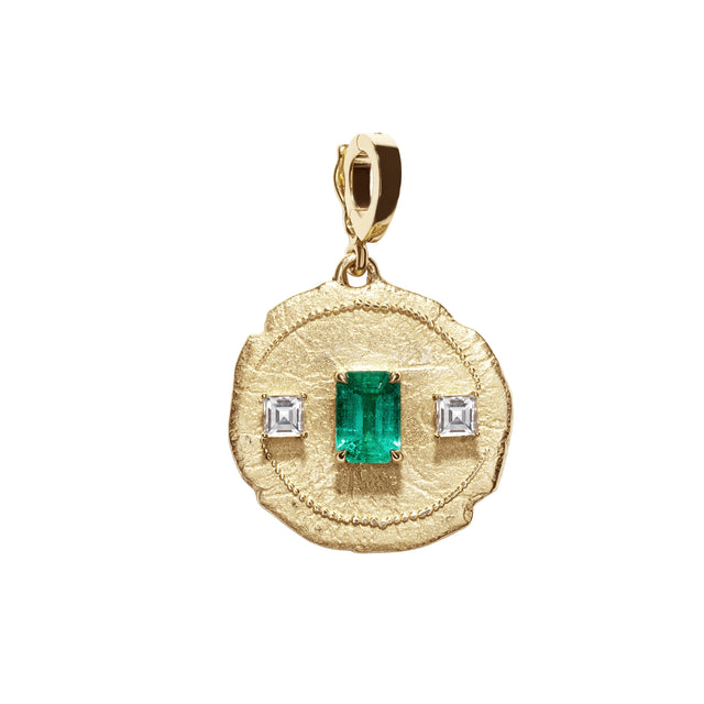 Emerald and Diamond Trio Coin Charm
