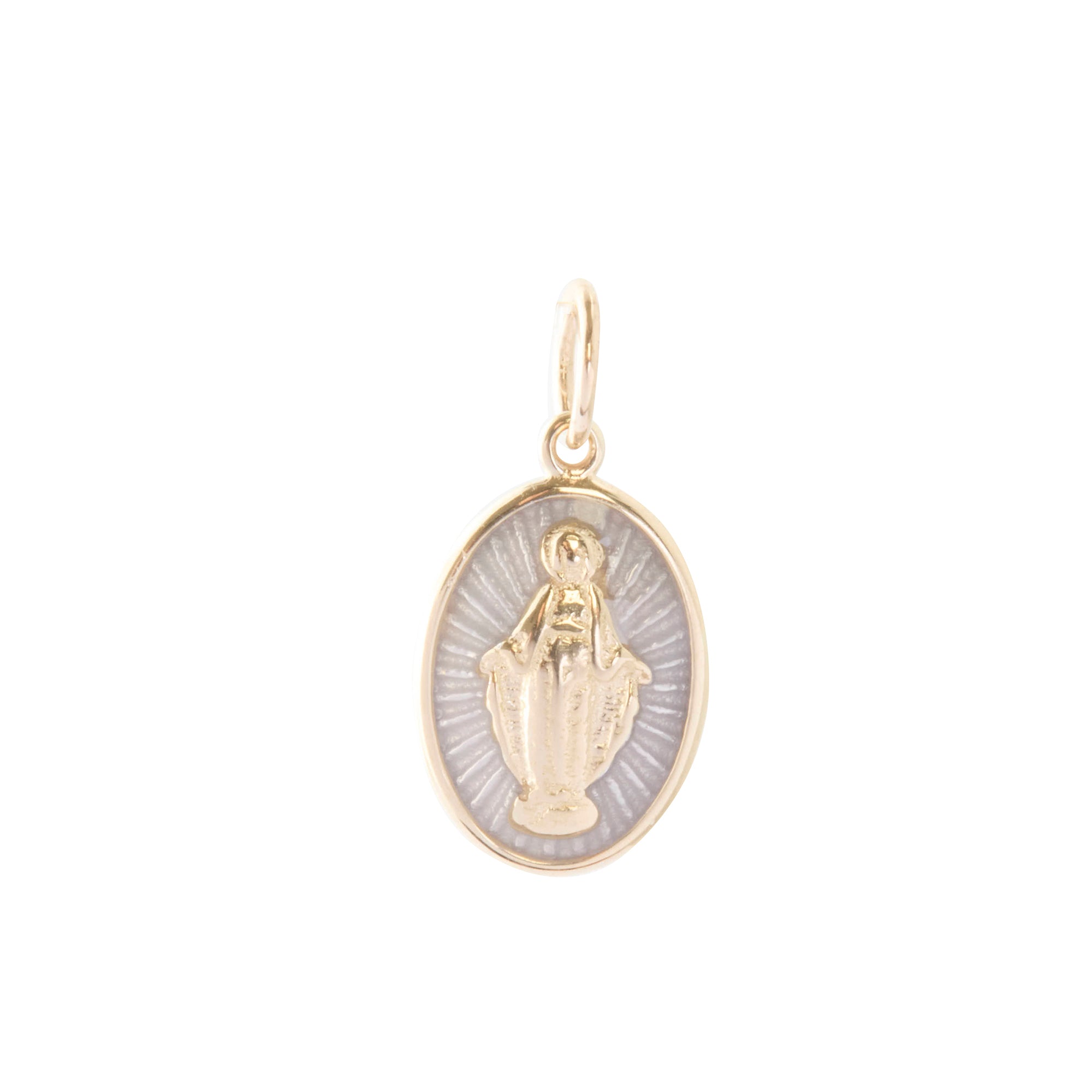 Pearl White Virgin Mary Charm