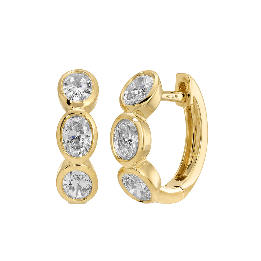 Oval Diamond Huggie Earrings