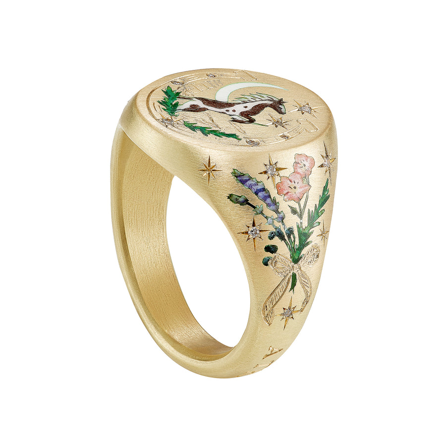 Diamond Traveller's Tale Ring with Champlevé Enamel