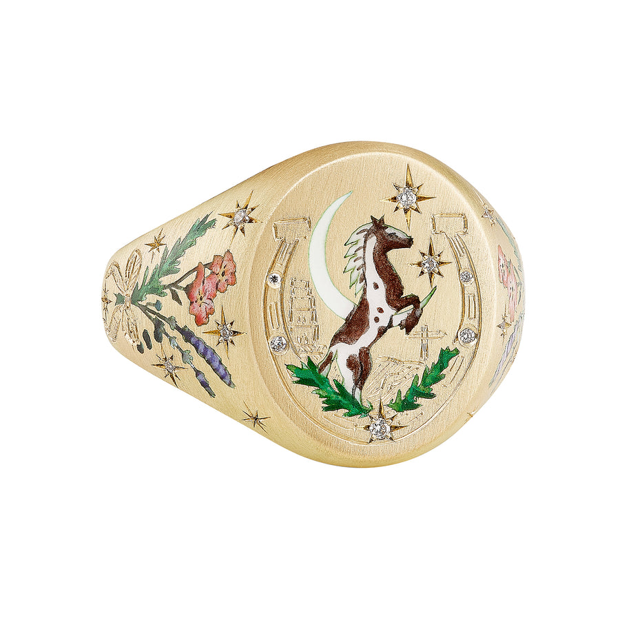 Diamond Traveller's Tale Ring with Champlevé Enamel