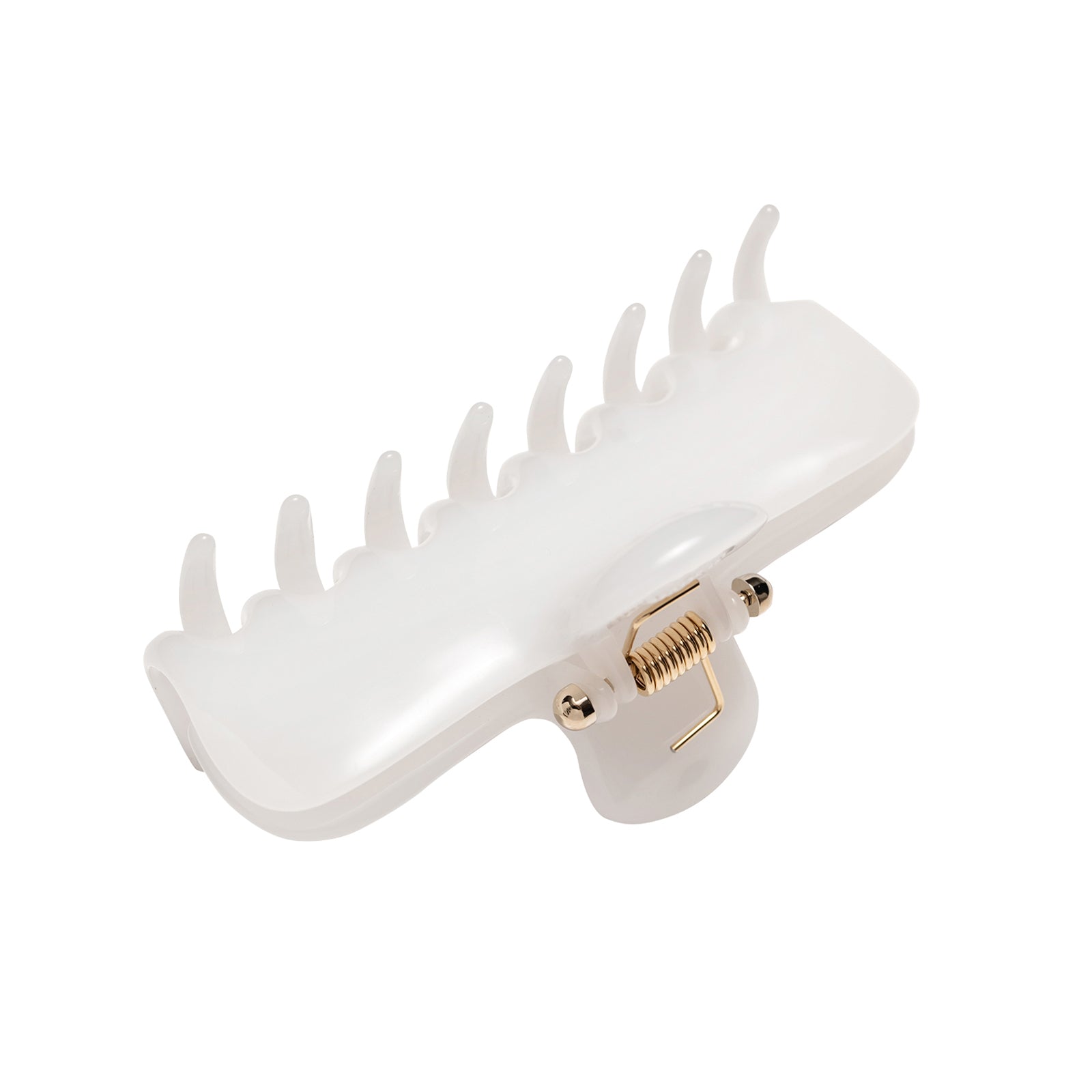 4" Claw Clip - Milkglass  , angled side view