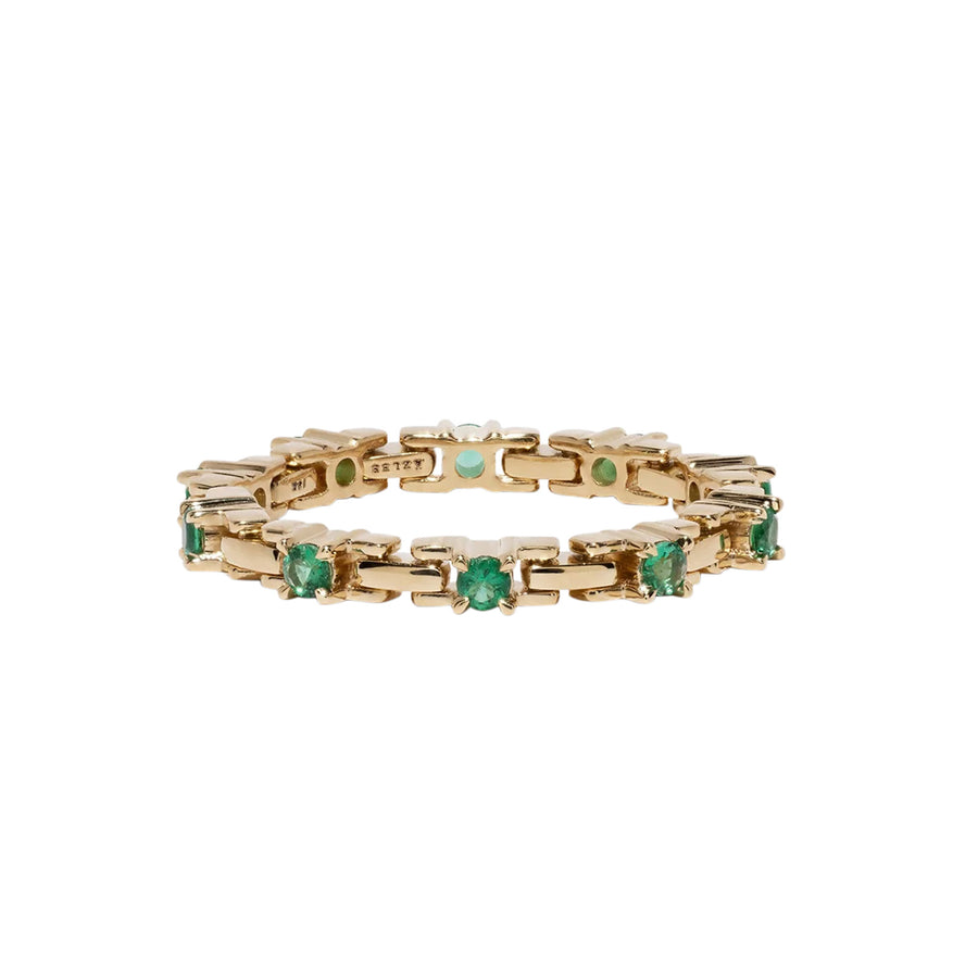 Azlee Small Emerald Pirouette Band - Rings - Broken English Jewelry