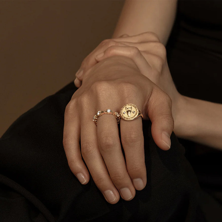 Azlee Large Diamond Pirouette Band - Rings - Broken English Jewelry on model