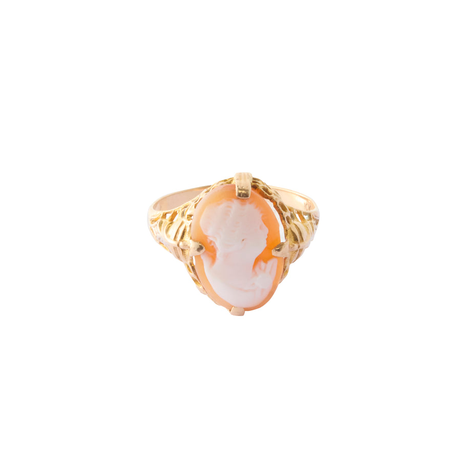 Shell Cameo and Filigree Ring