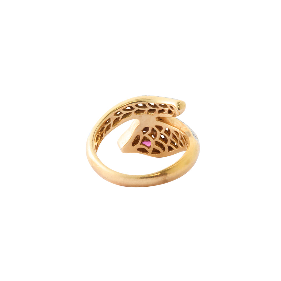 Eye Snake Ring - Diamond and Marquise Ruby