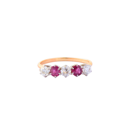 5 Stone Ring - Diamond and Ruby - Main Img