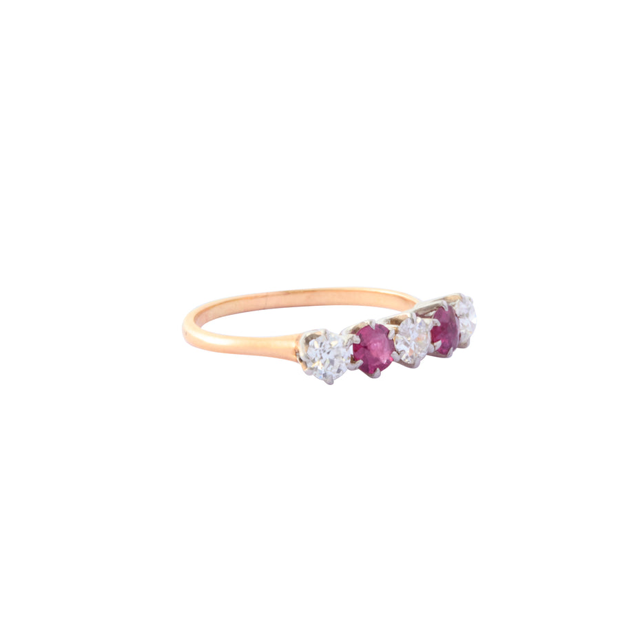 5 Stone Ring - Diamond and Ruby