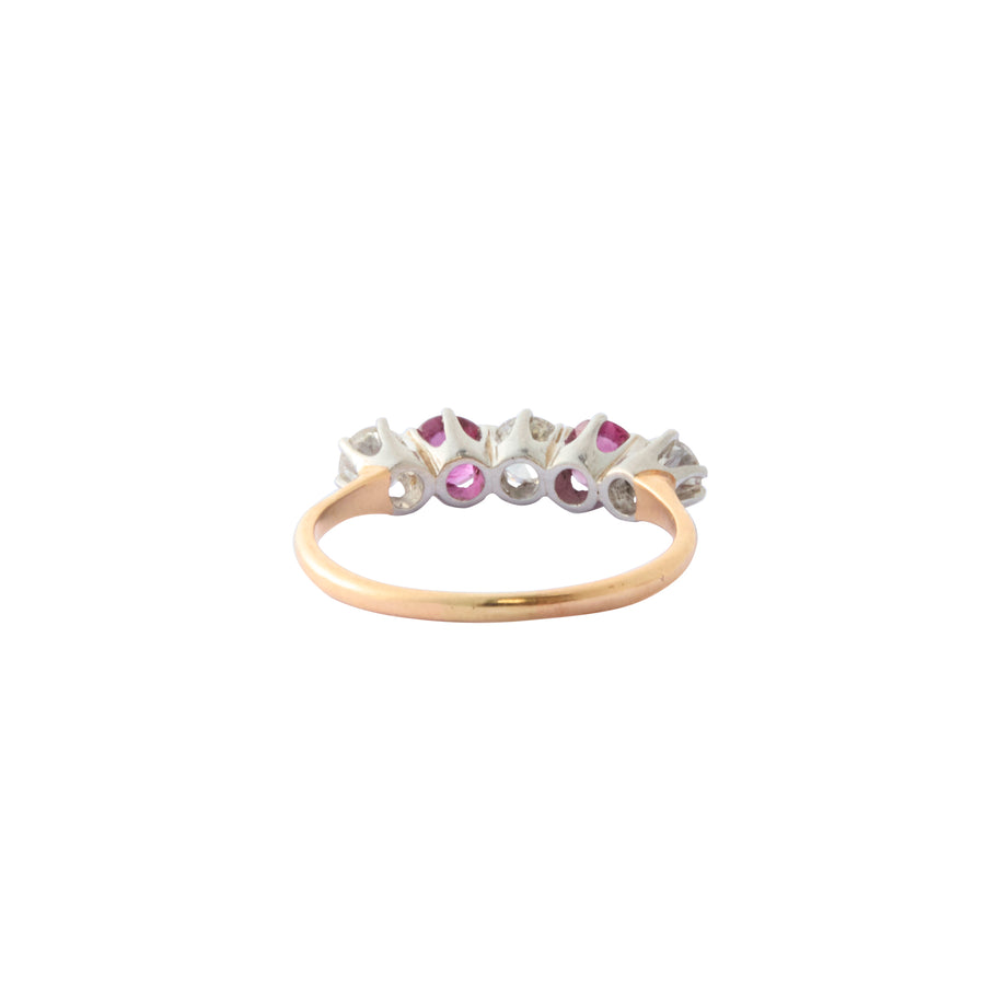 5 Stone Ring - Diamond and Ruby